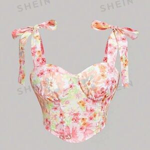 SHEIN X Shawty Bae Floral Print Tie Shoulder Cami Top